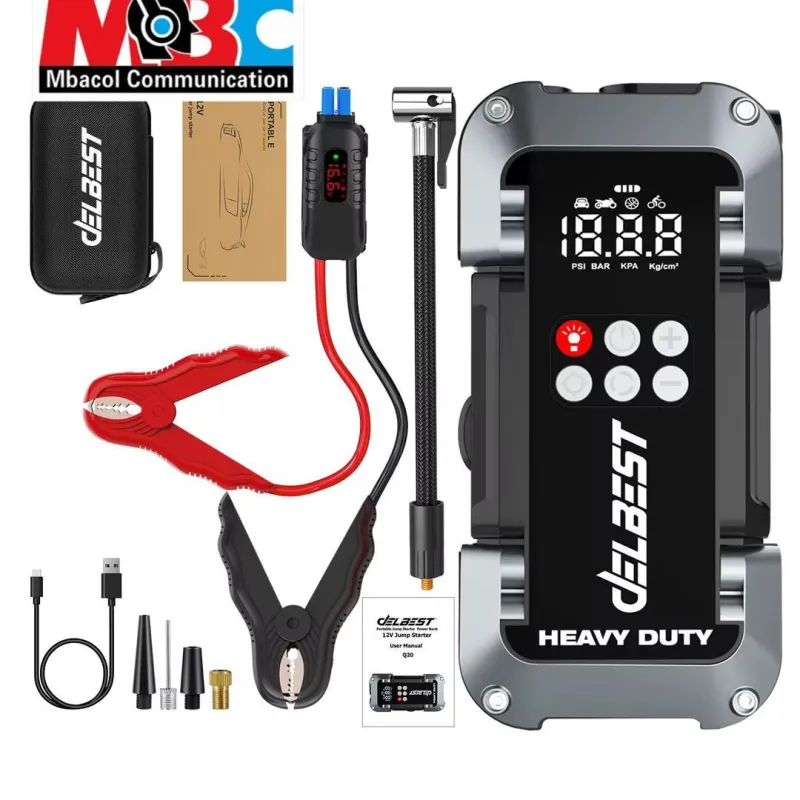 Kit Démarreur Urgence 6 en 1 - Booster Voiture Batterie Lithium Power Bank Gonfleur Pneus Intégré - Électronique Grand Public - 38 000 FCFA - Mbacol Communication Sénégal