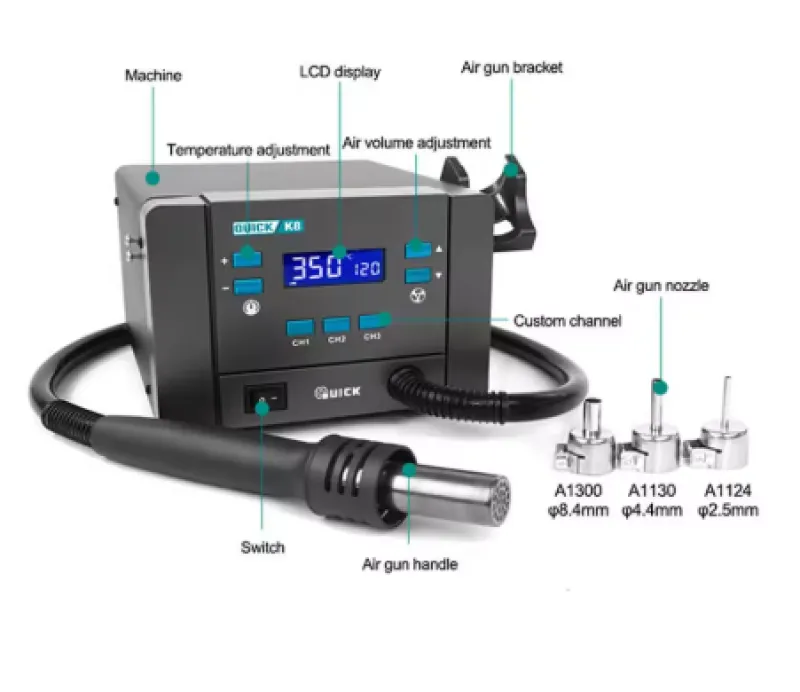 Station à Air Chaud QUICK K8 1000W LCD Température Précise - Vue 1