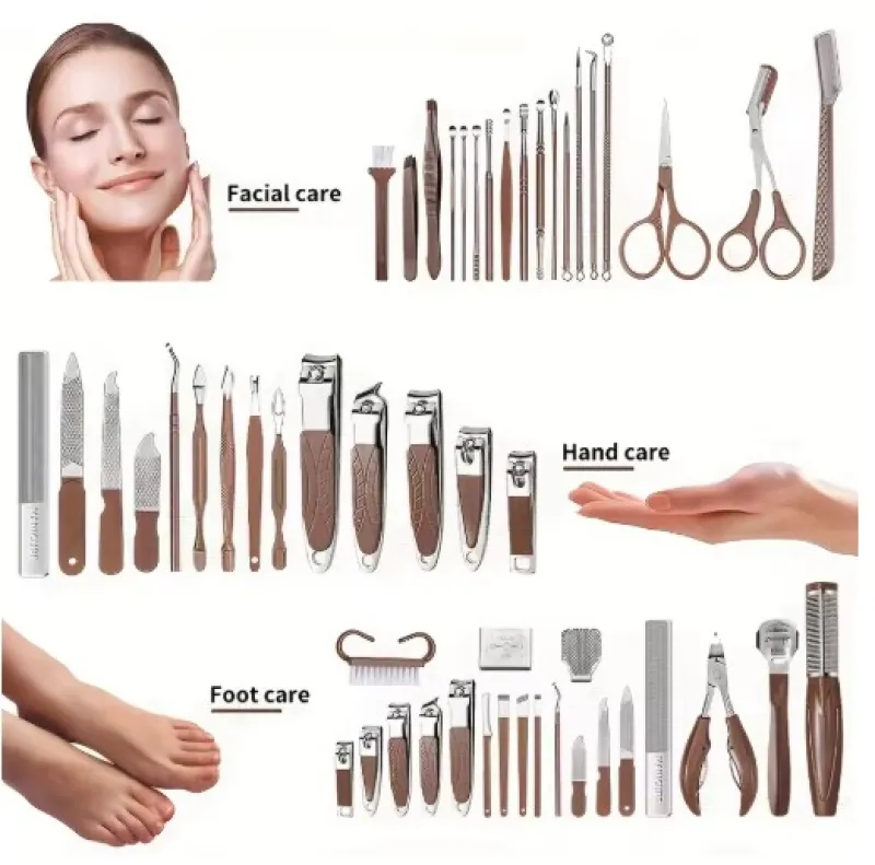 Kit Manucure 42pcs Inox Coupe-Ongles Anti-Éclaboussures Pédicure Portable - Vue 2