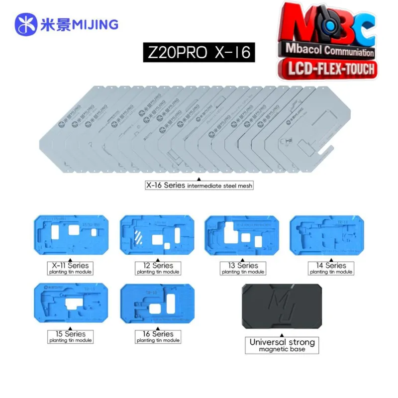 Kit Gabarit Reballing MIJING Z20 Pro pour iPhone X à 17 Pro Max Plateforme BGA - Outils de Réparation - 37 000 FCFA - Mbacol Communication Sénégal