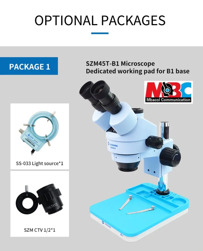 Microscope Trinoculaire SUNSHINE SZM45T-B1 HD 7X-45X pour Réparation Téléphone - Microscopes & Caméras - 180 000 FCFA - Mbacol Communication Sénégal