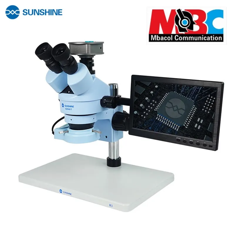 Microscope Trinoculaire Sunshine SZM45T Écran HD Grande Base B3 Réparation Pro - Microscopes & Caméras - 260 000 FCFA - Mbacol Communication Sénégal