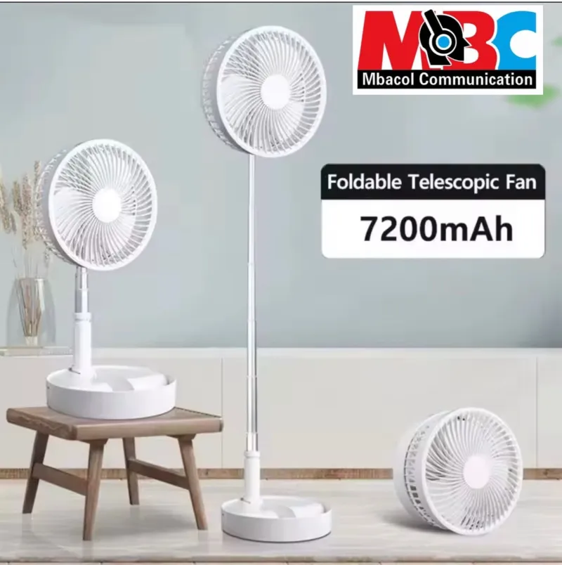 Ventilateur Télescopique Pliable 7200mAh Rechargeable Portable à Hauteur Réglable - Électronique Grand Public - 10 000 FCFA - Mbacol Communication Sénégal