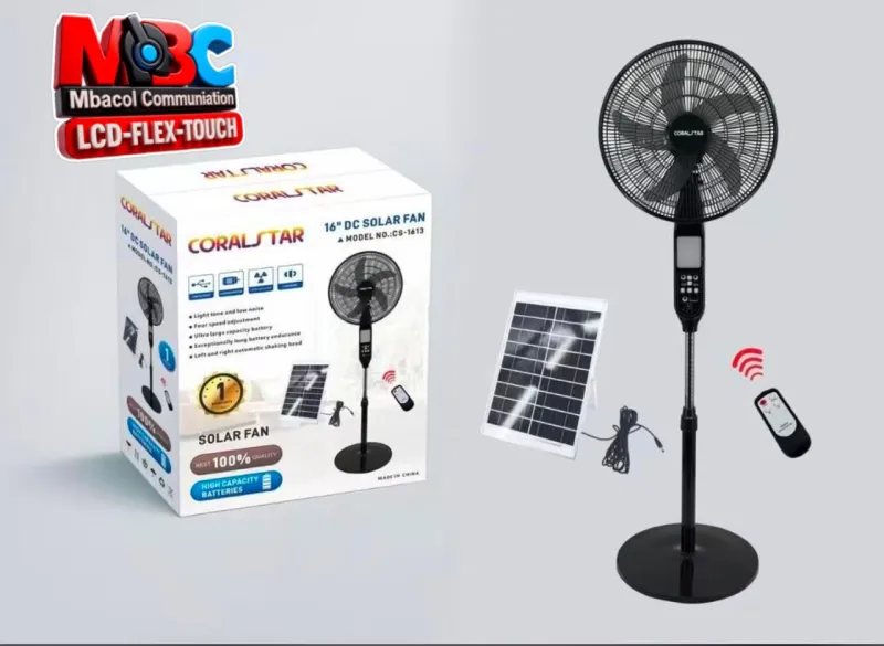 Colarstar CS-1613 Ventilateur Solaire DC 16 Pouces Silencieux - Électronique Grand Public - 30 000 FCFA - Mbacol Communication Sénégal