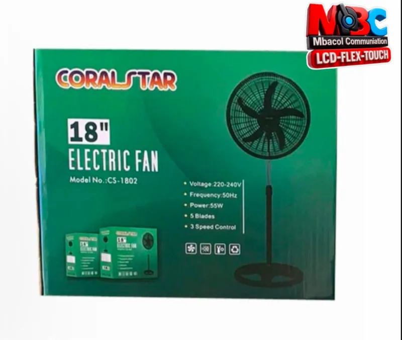 Colarstar CS-1802 Ventilateur Électrique 18 Pouces 55W 5 Pales - Électronique Grand Public - 22 000 FCFA - Mbacol Communication Sénégal