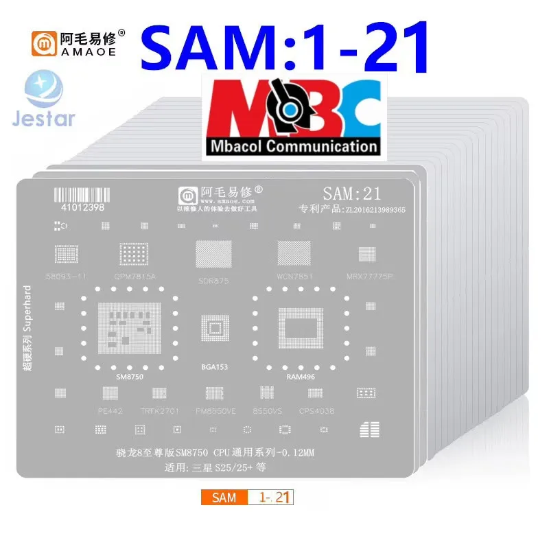 SAM14-22 Pochoirs BGA Samsung S21 S22 S24 S25 A14 A54 Exynos - Outils de Réparation - 3 000 FCFA - Mbacol Communication Sénégal